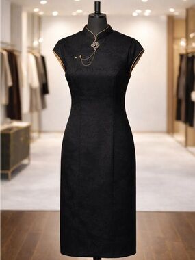 Faeriesty Women’s Black Chinese Qipao Dress, Size L